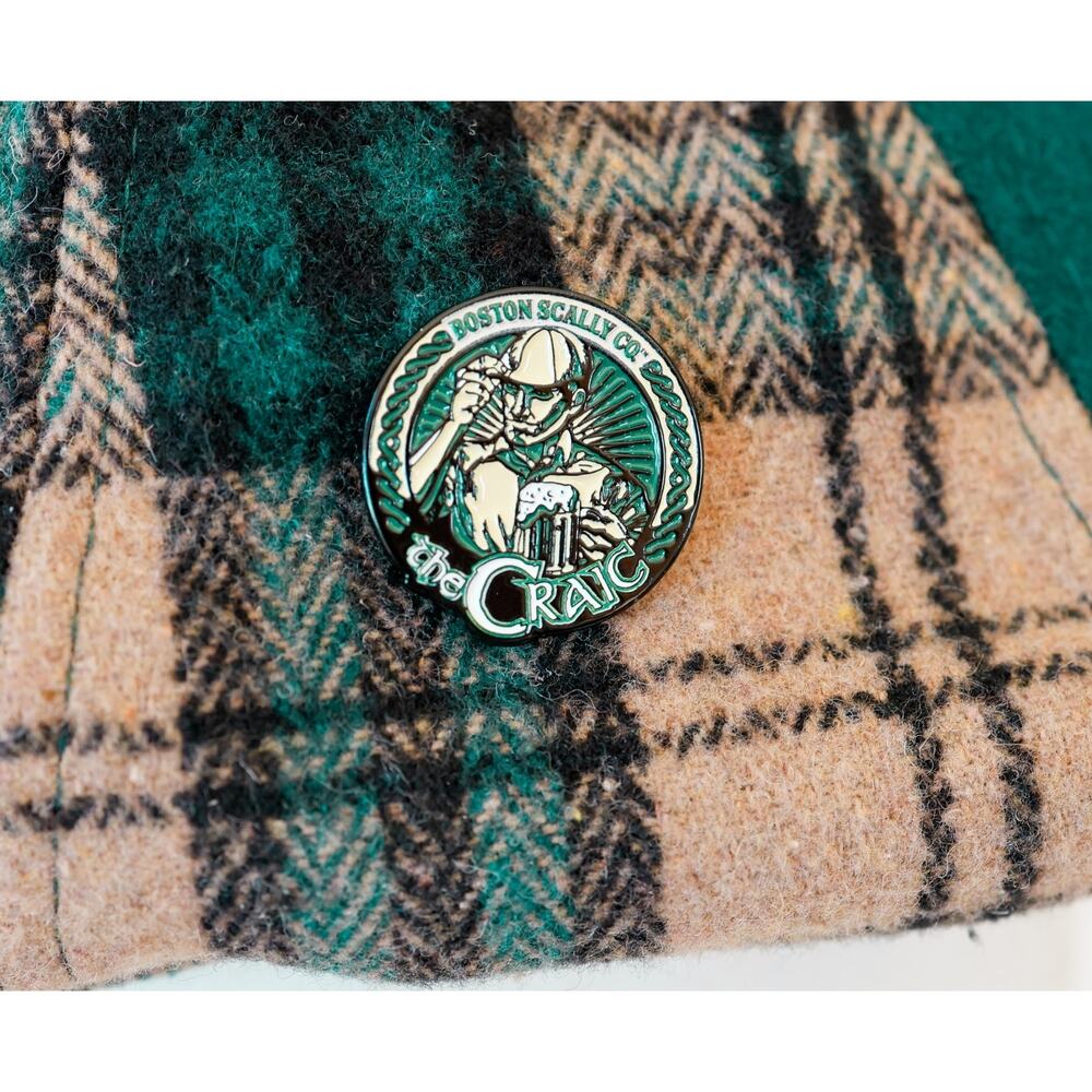 Boston Scally The Craic Pin Plaid Newsboy Cap M/L Preppy Gatsby Wool Blend Hat - Picture 6 of 16